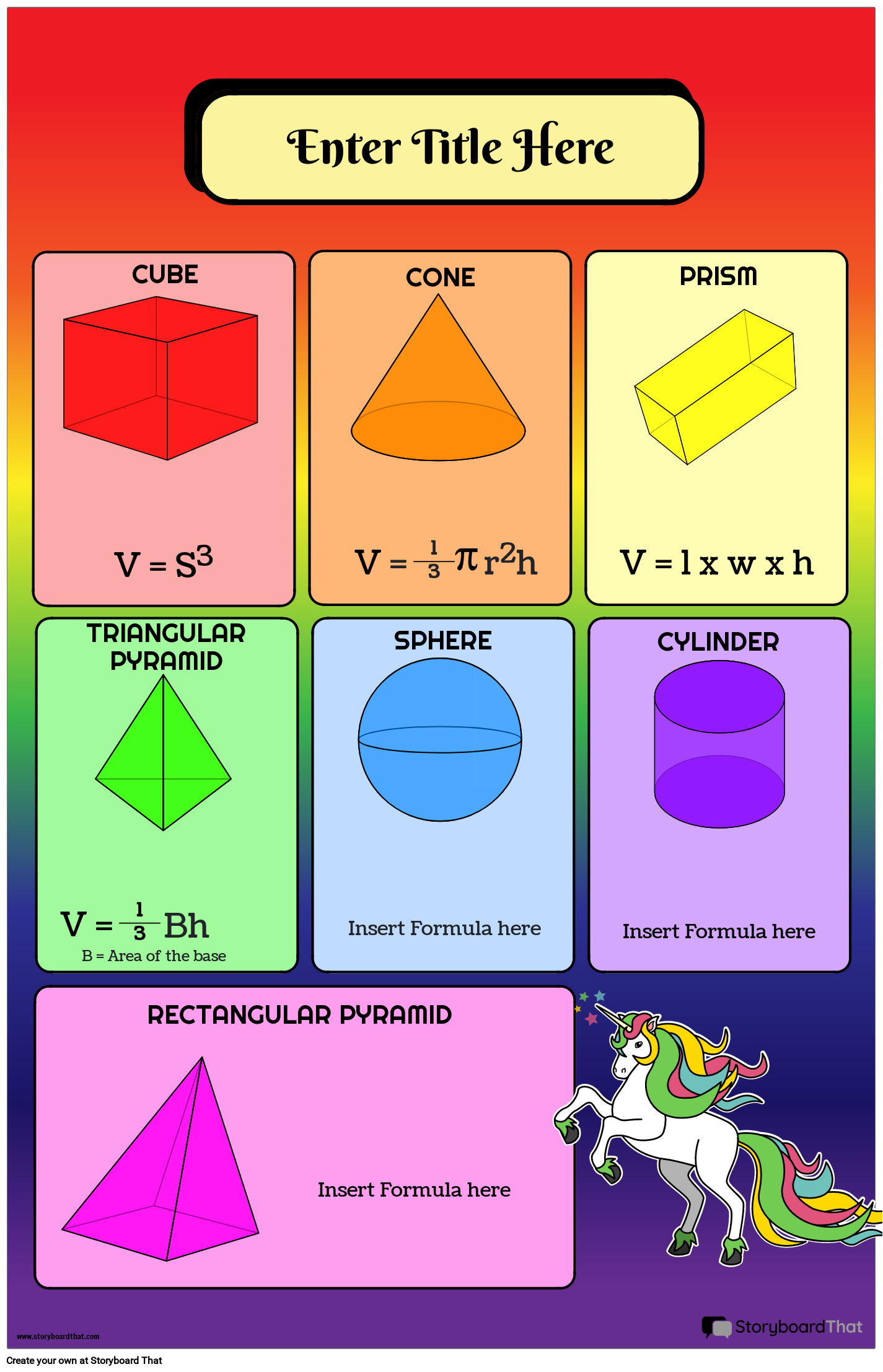 Rainbow-themed Volume Formula Poster