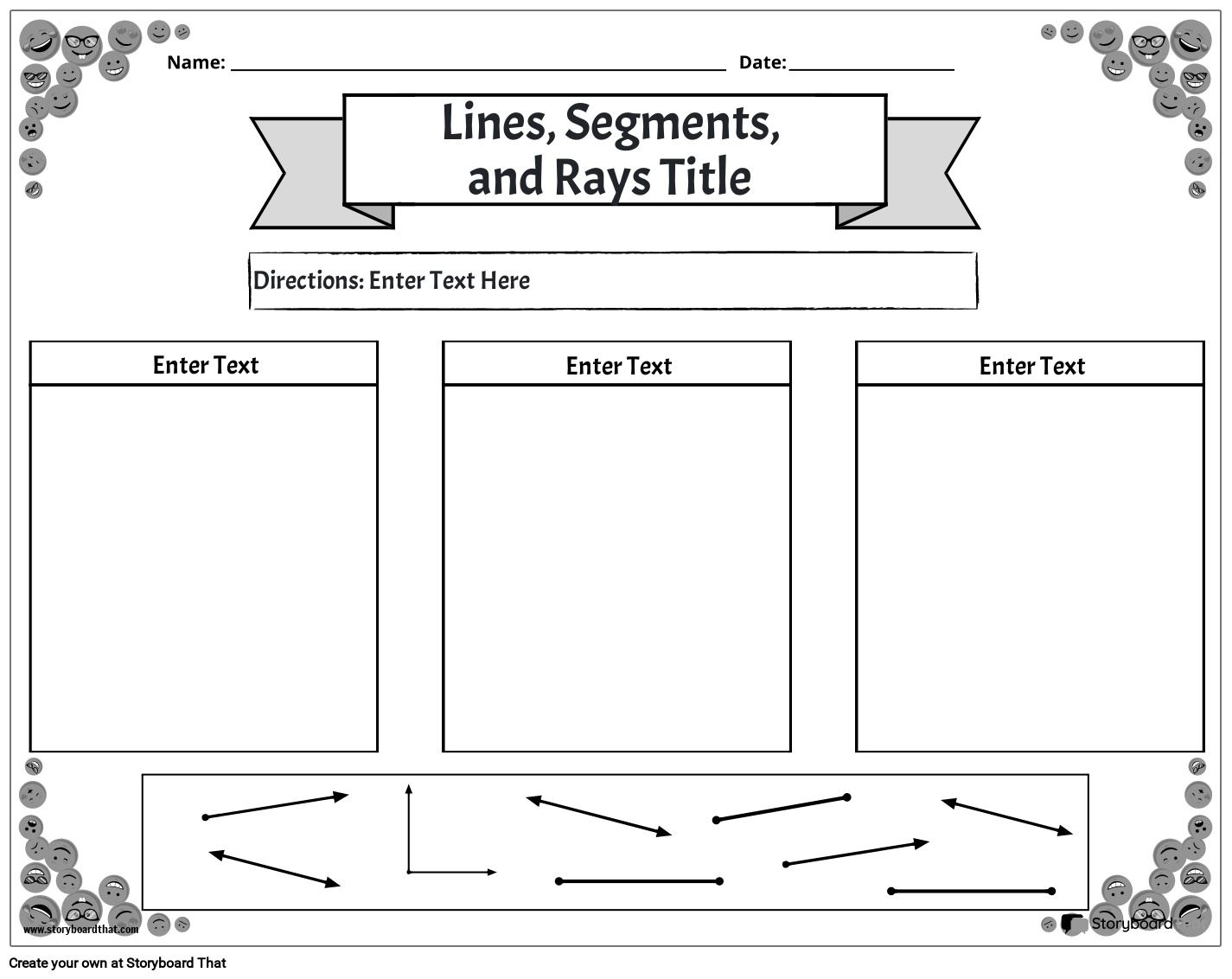 Rays, segments, lines sort emoji themed black and white