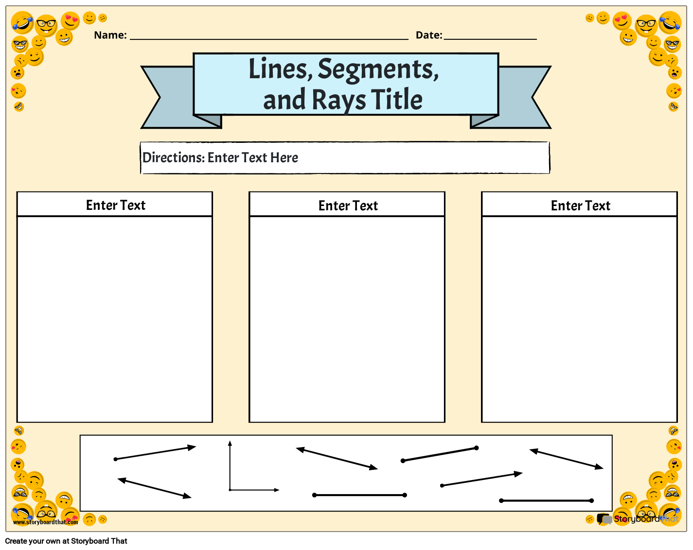 Rays, segments, lines sort emoji themed