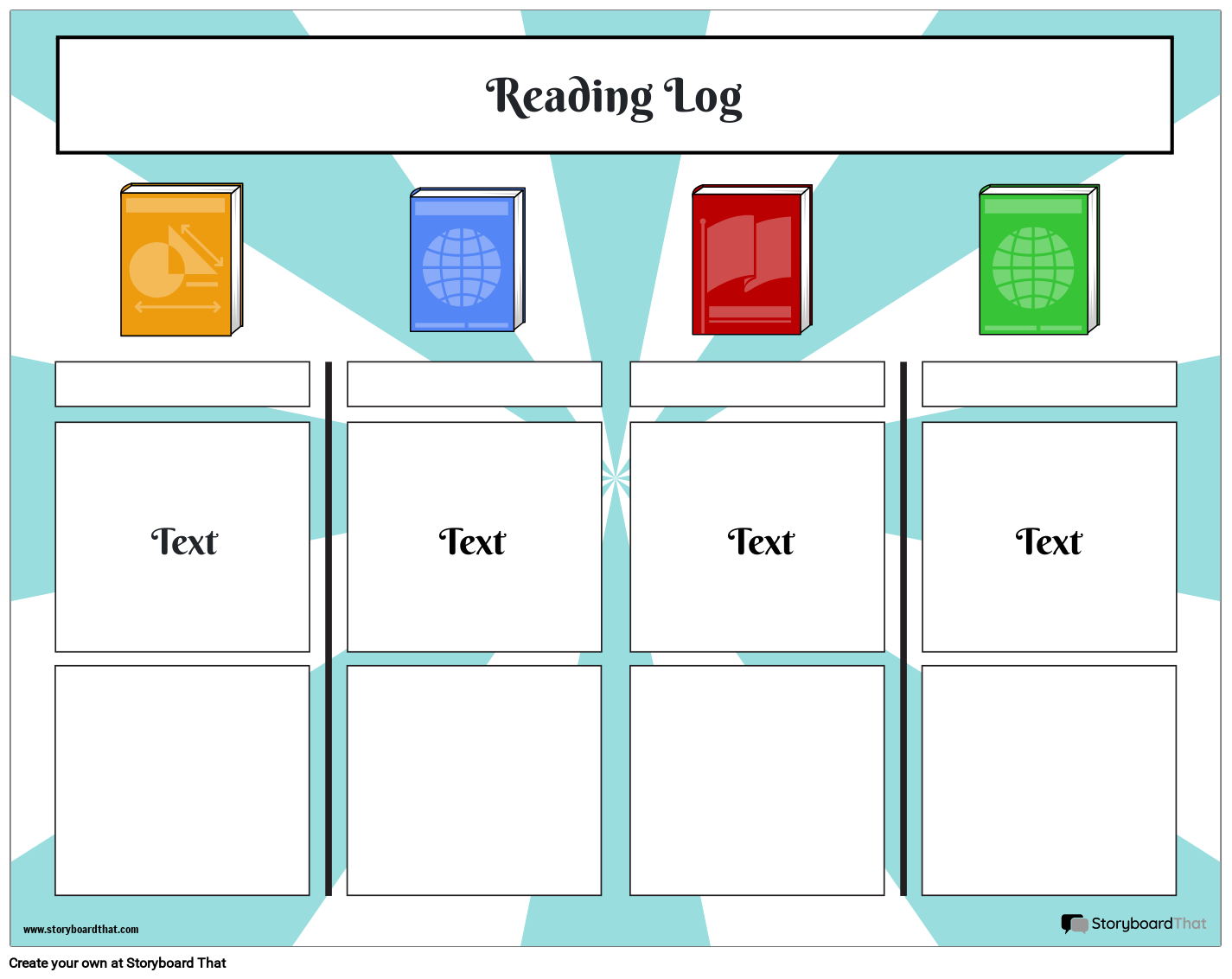Different Books Themed Reading Log Worksheet