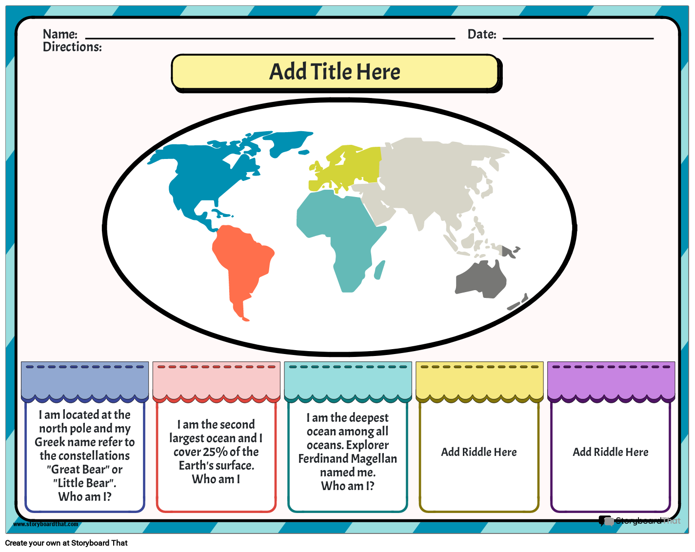 Riddle Oceans Worksheet