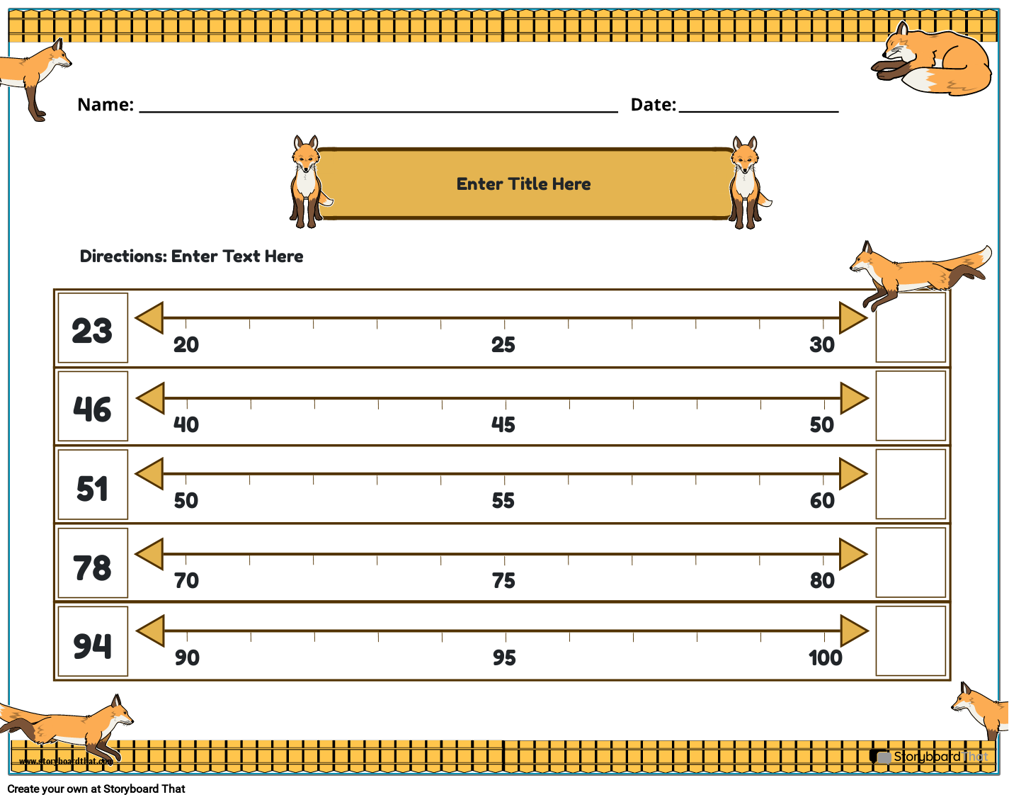 Rounding numbers worksheet with fox