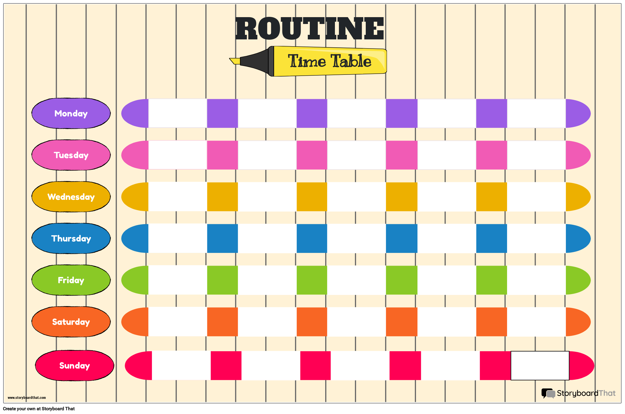 Routine Time Table Template