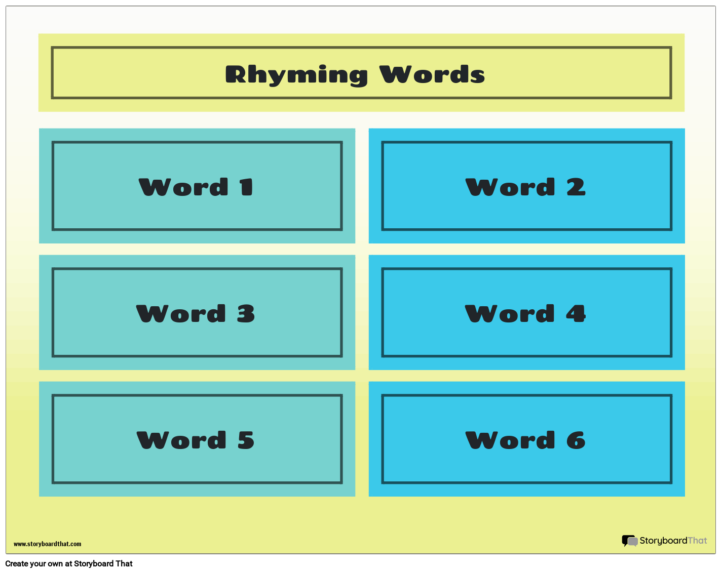 Simple Blue and Yellow Themed Rhyming Worksheet