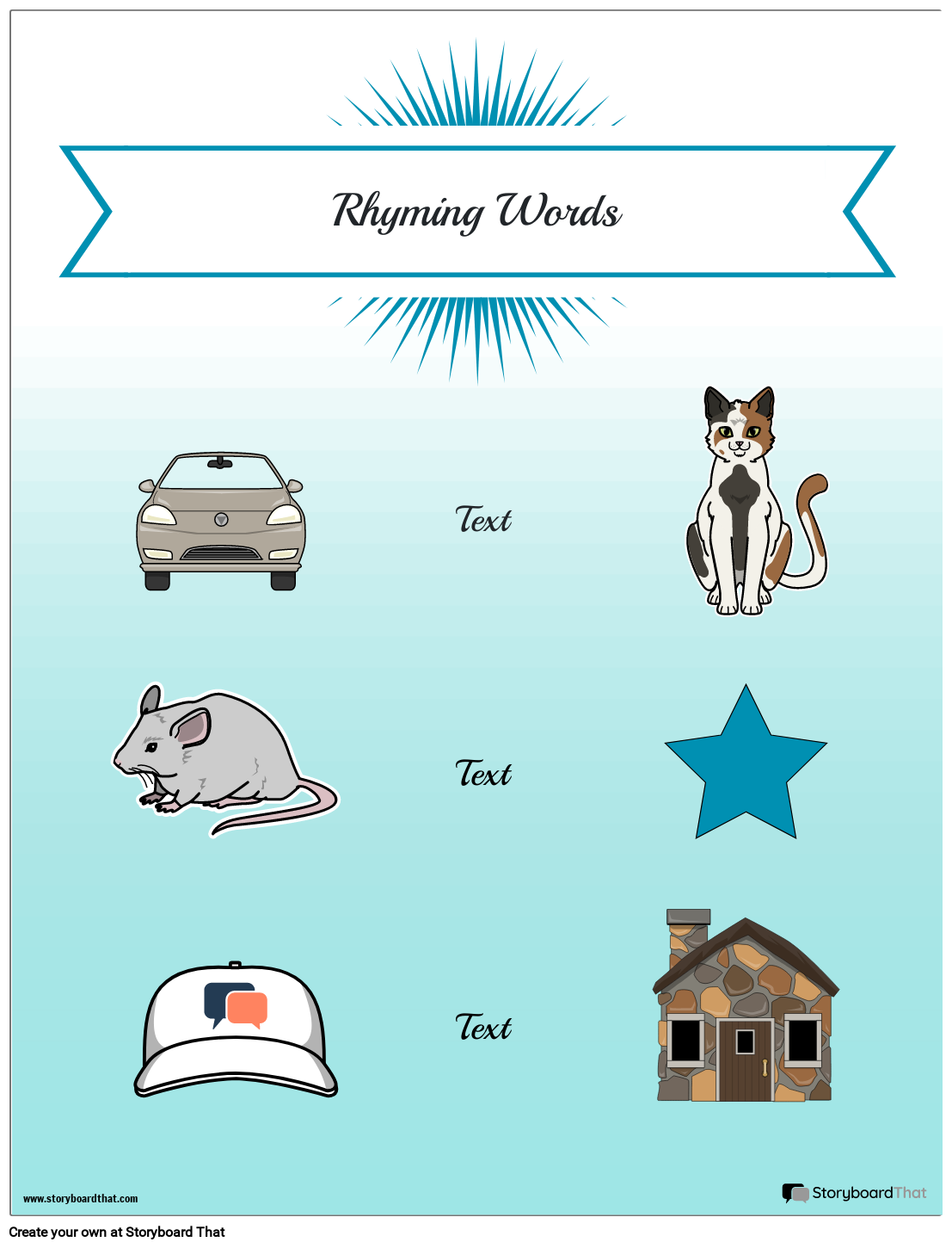 Objects and Animals Based Rhyming Worksheet