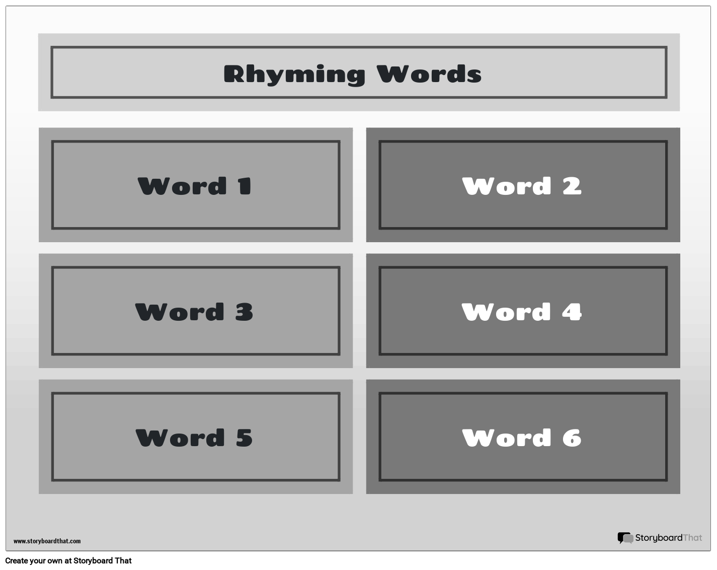 Simple Boxes Based Rhyming Worksheet Outline