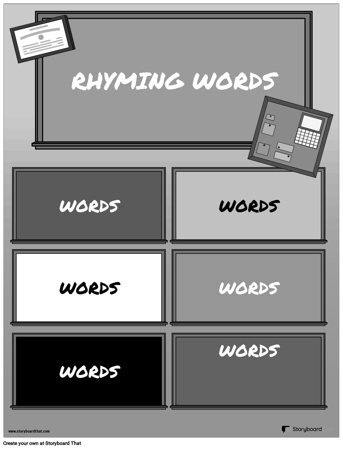 Rhyming Worksheet Featuring Big & Small Boards