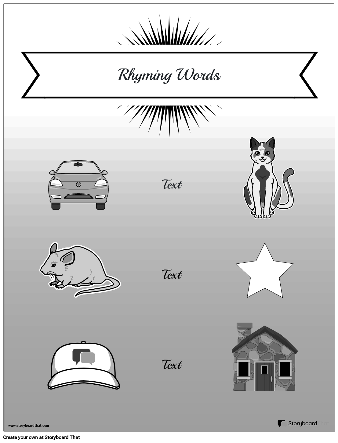 Rhyming Worksheet Design with Pictures