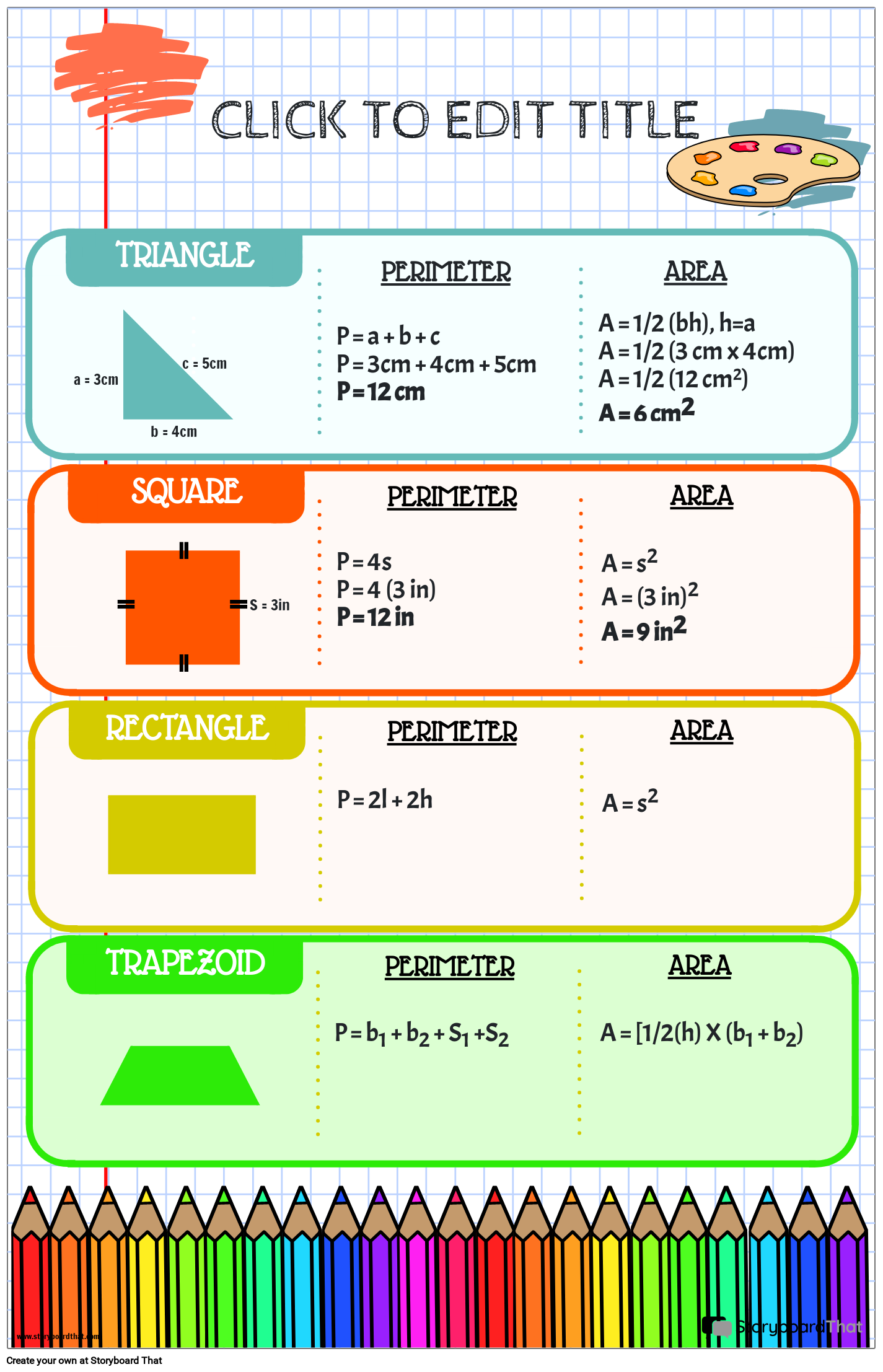 School-themed Area and Perimeter Units of Measurement Poster