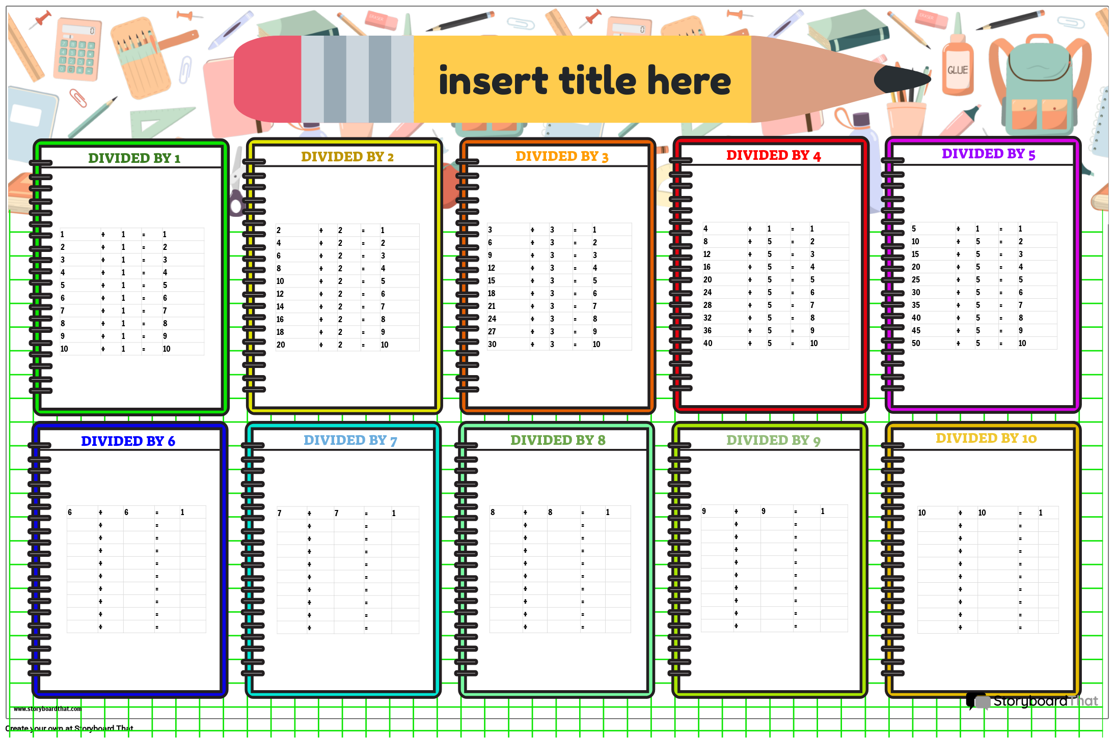 SCHOOL-THEMED DIVISION CHART POSTER