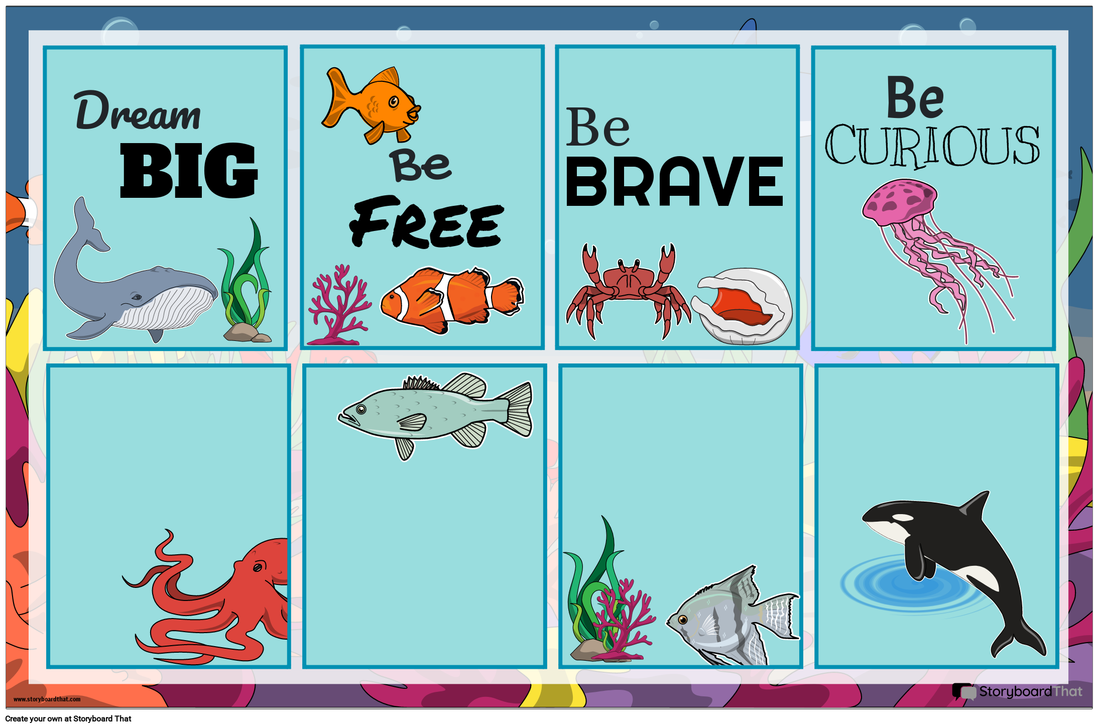 Sea Creatures Themed Motivational Poster