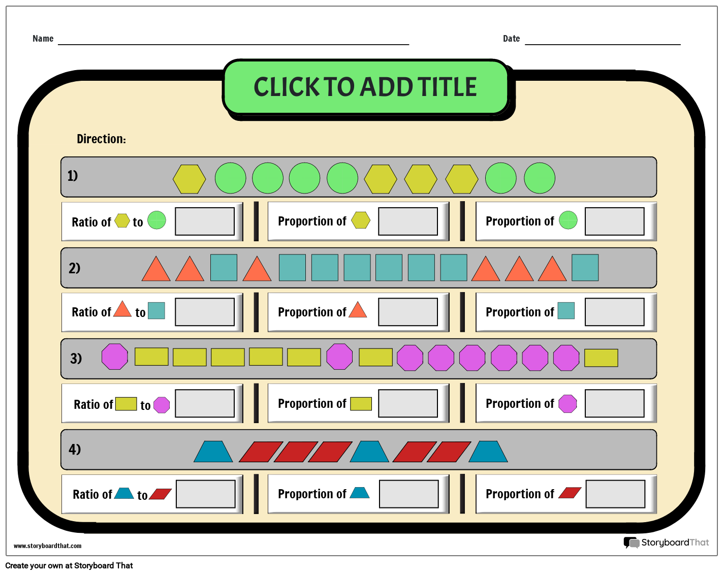 SHAPE THEMED - PROPORTION WORKSHEET