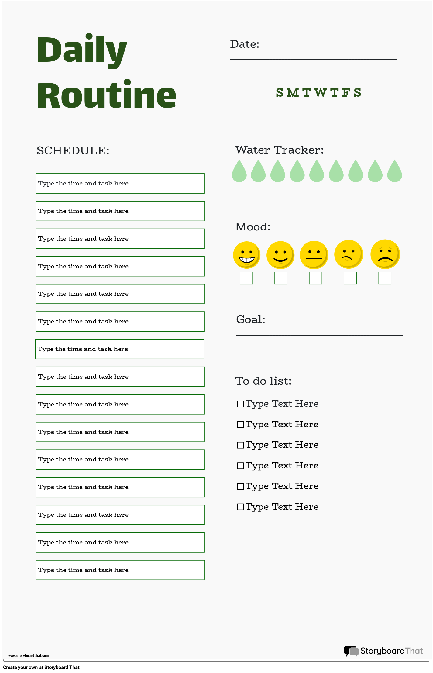 Printable Daily Routine Template