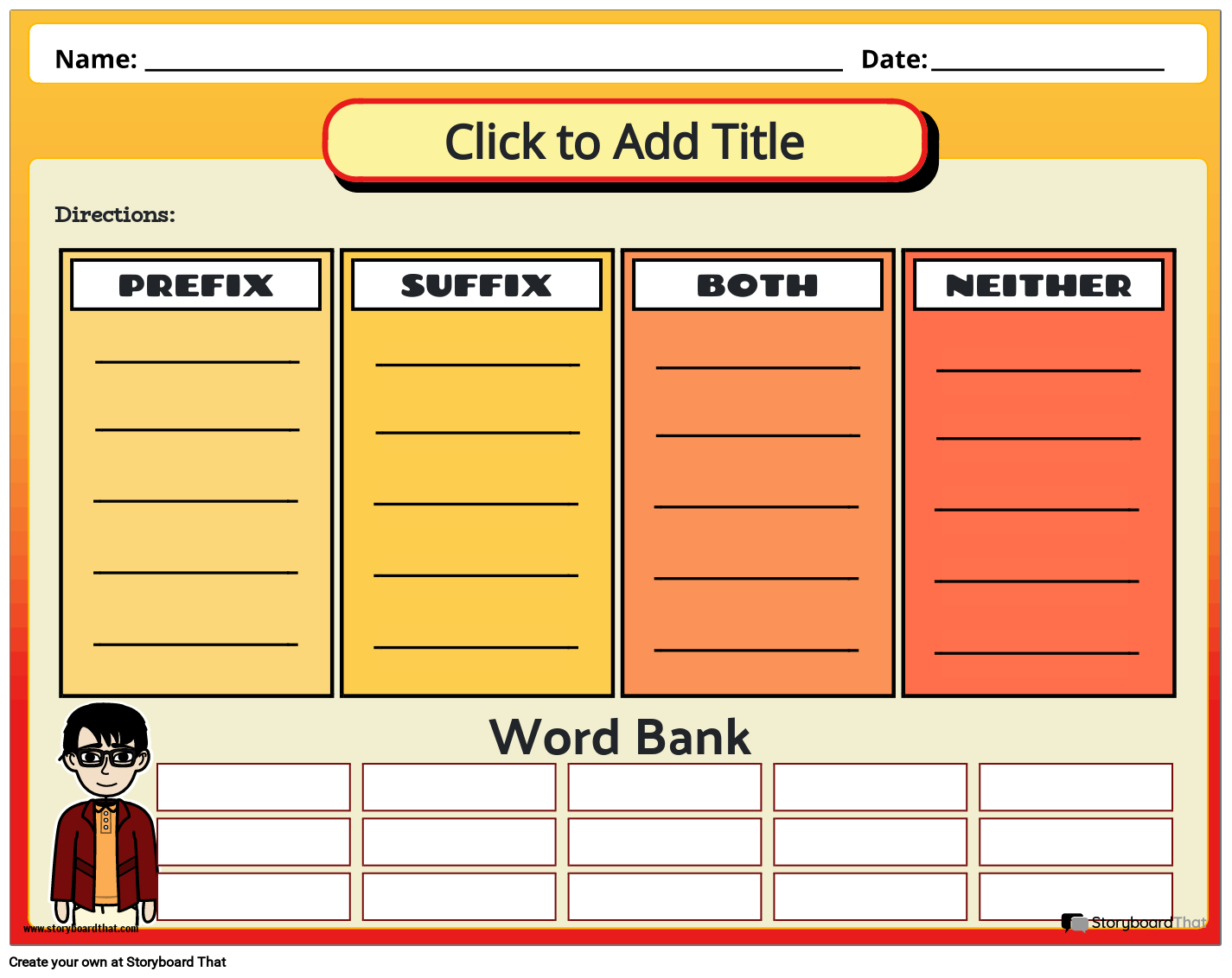 Sort It - Words with Prefix and Suffix Worksheet