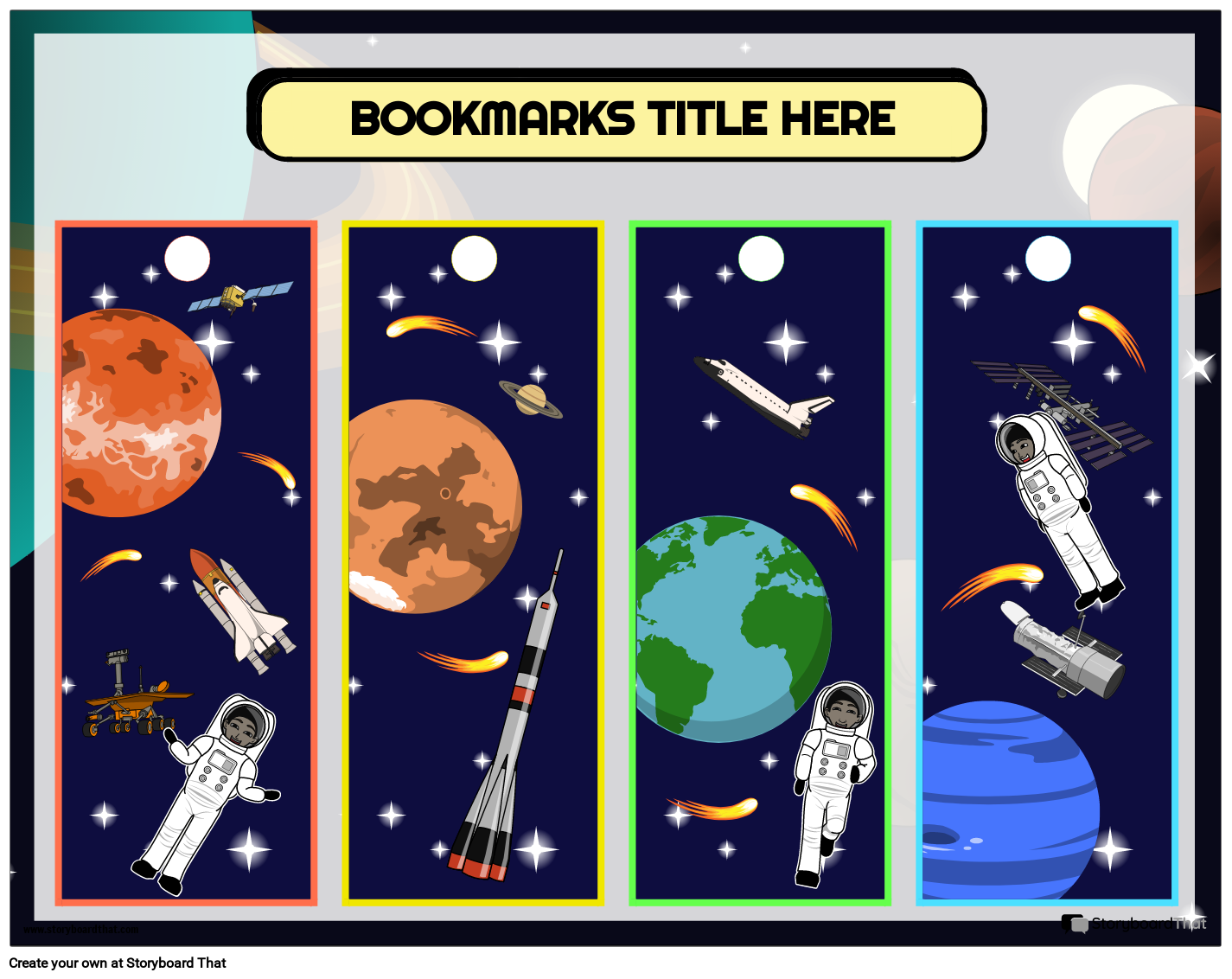 Space-themed Bookmark Templates