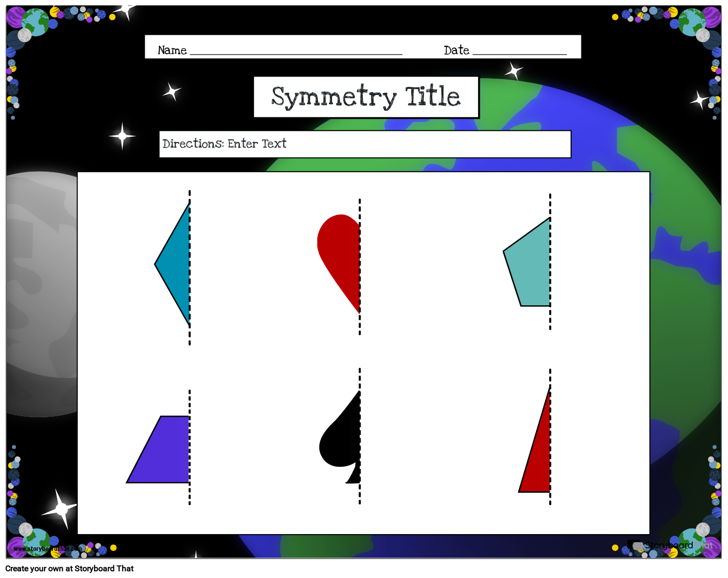 space themed mirror symmetry worksheets