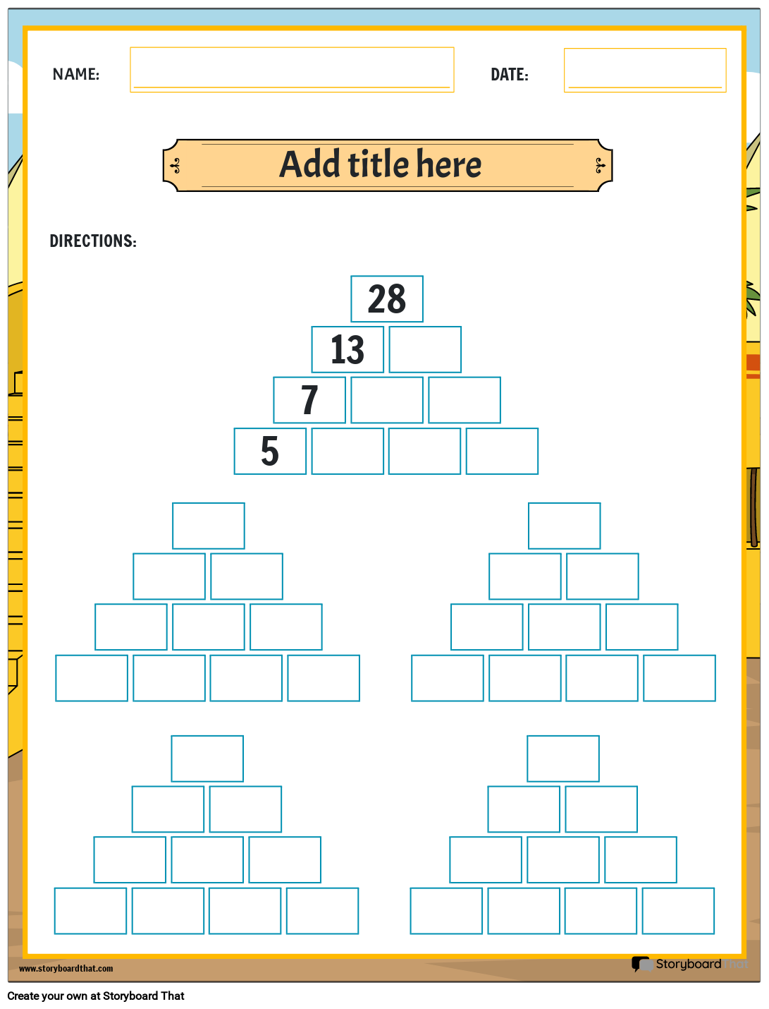 Subtraction Pyramid - Math Games Puzzle