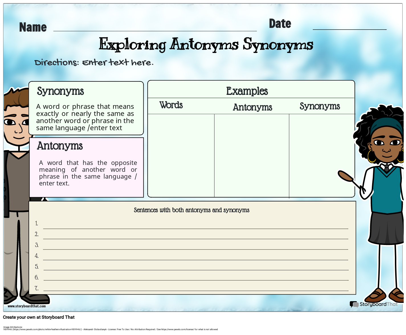 Synonyms and Antonyms Worksheet for Upper Grades