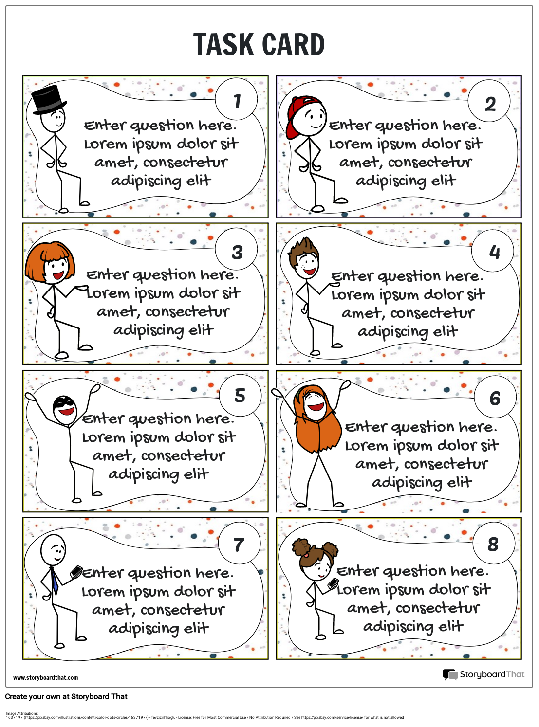 Task card for word problems