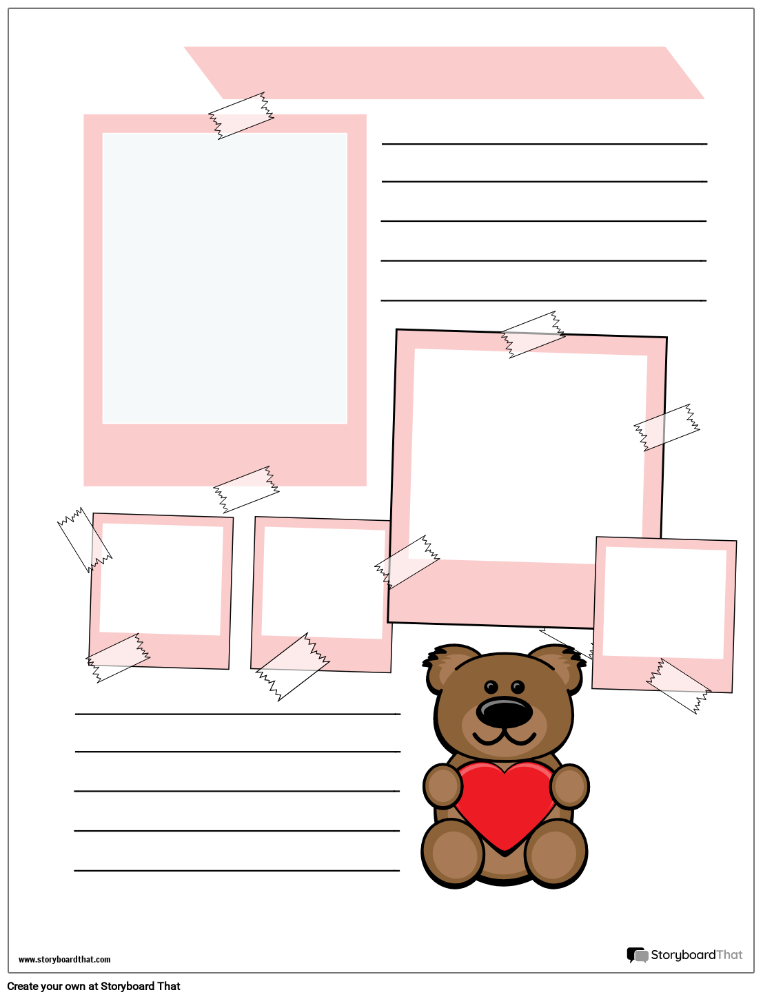 Cute Teddy Themed Scrapbook Project Worksheet