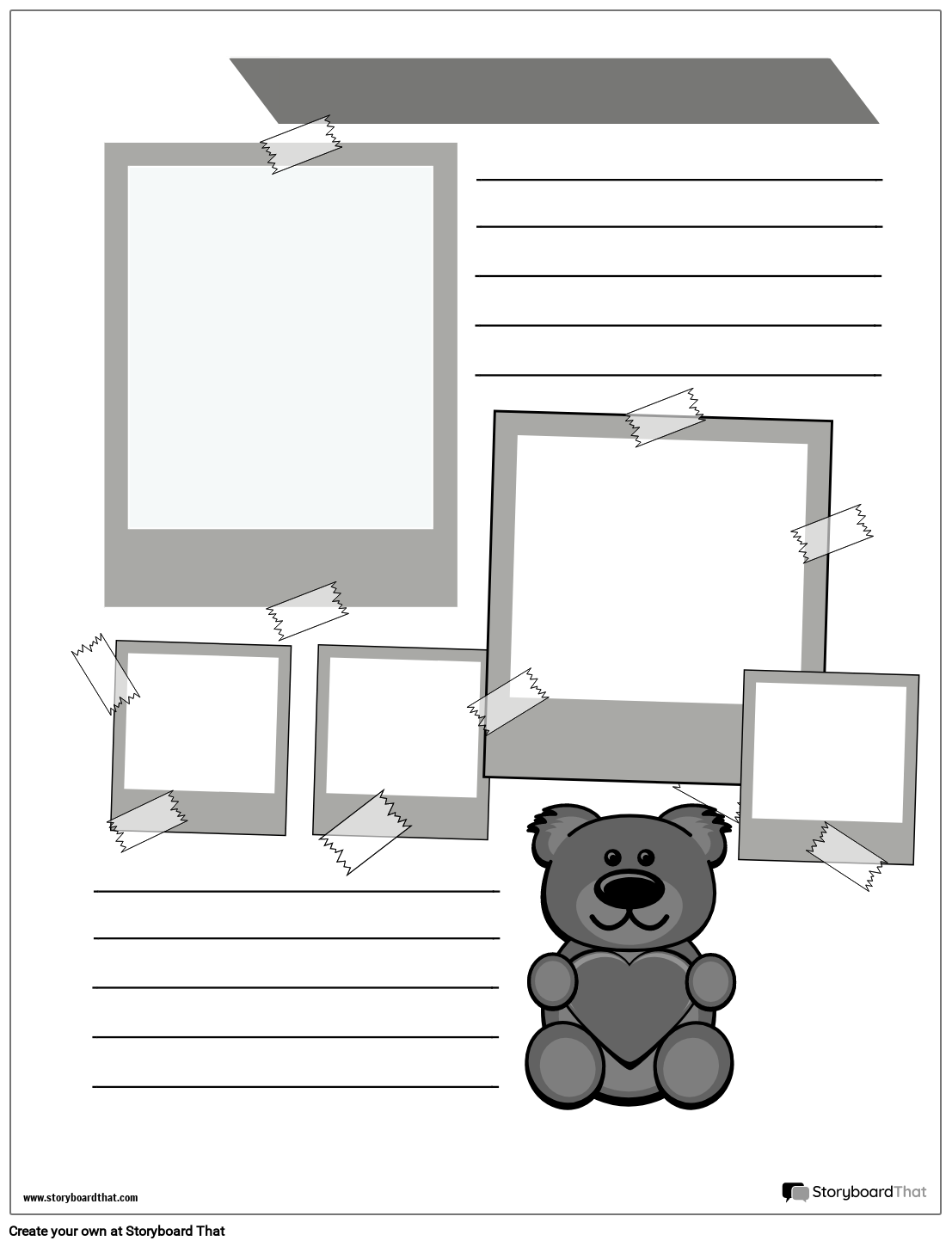 Scrapbook Project Template Featuring a Teddy Bear