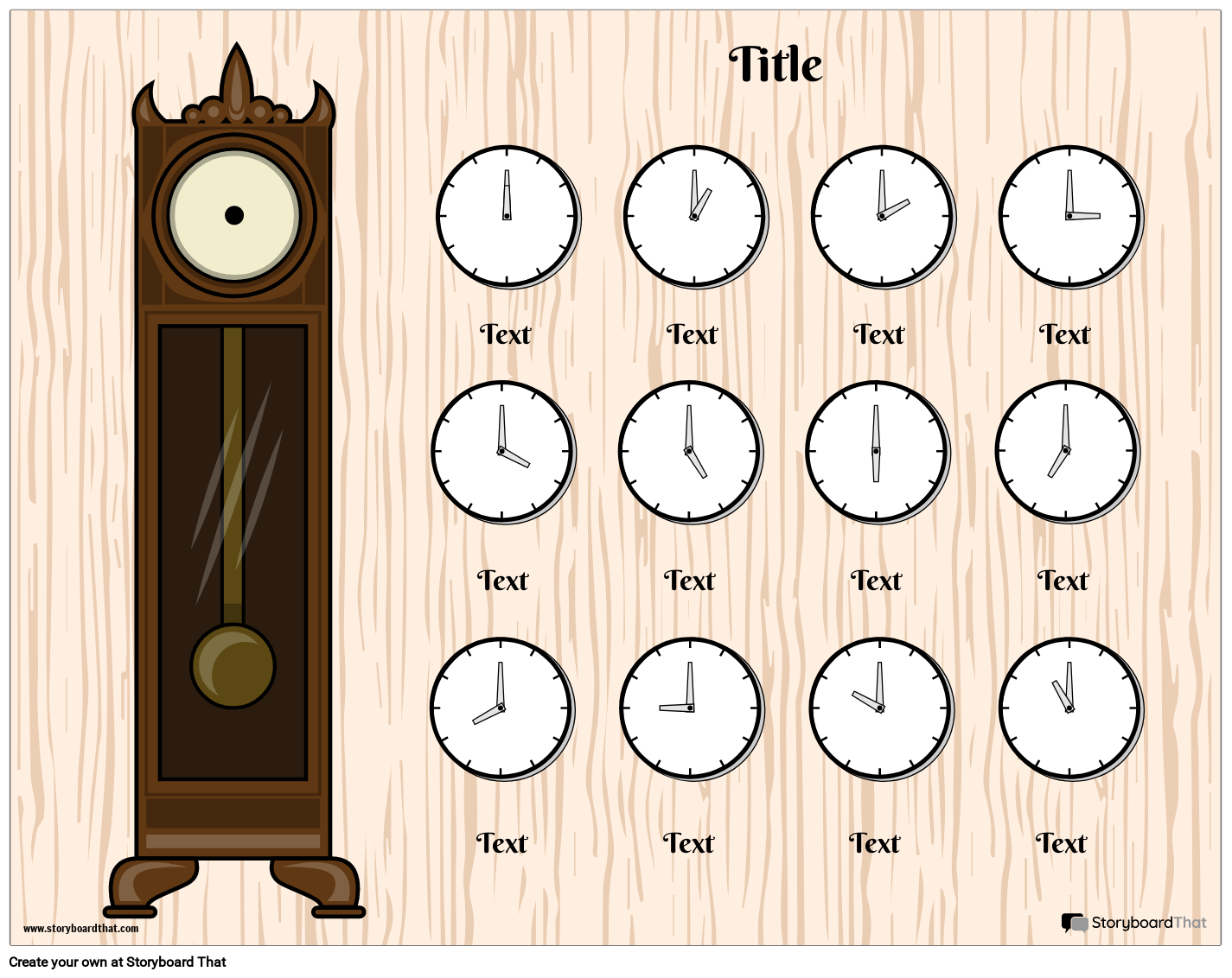 Grandfather Clock Telling Time Template