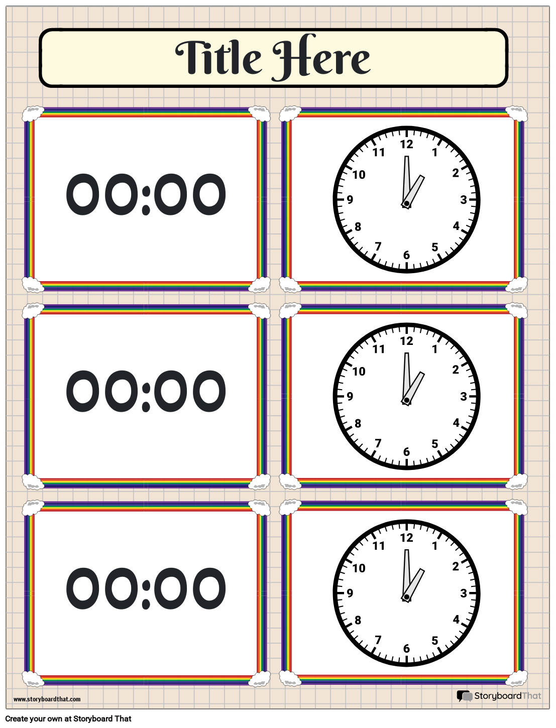 Telling Time Editable Card Game
