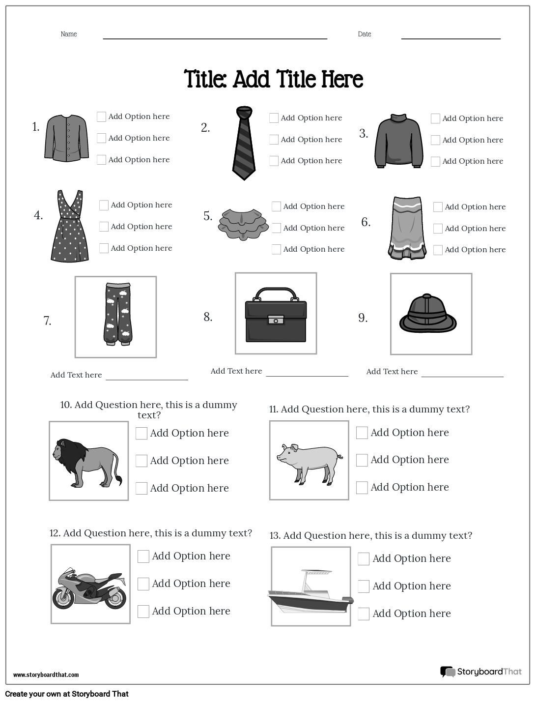 Test and quizzes worksheet multi-pattern grey