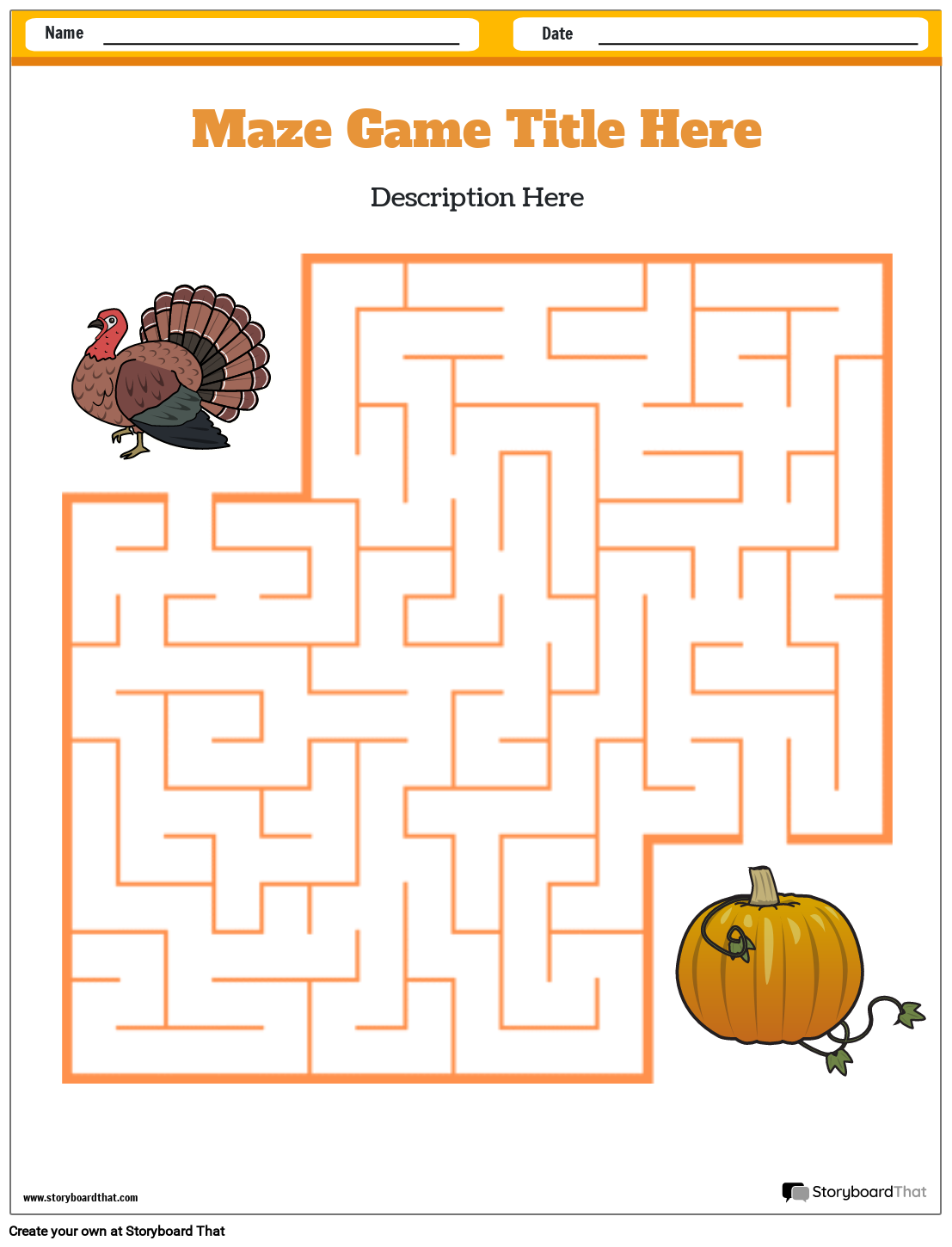 Thanksgiving Maze Template