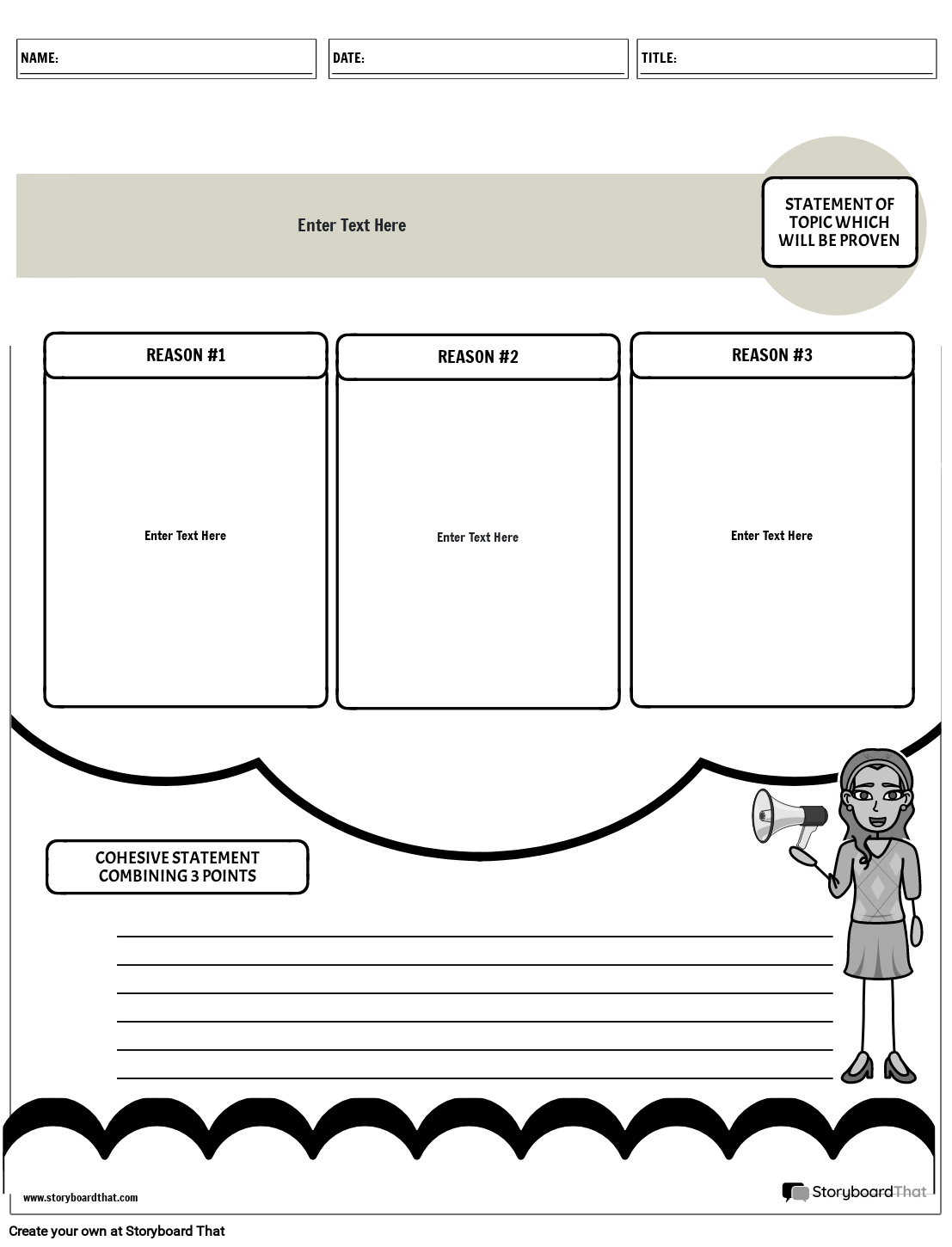Cloud Themed Simple Thesis Statement Worksheet