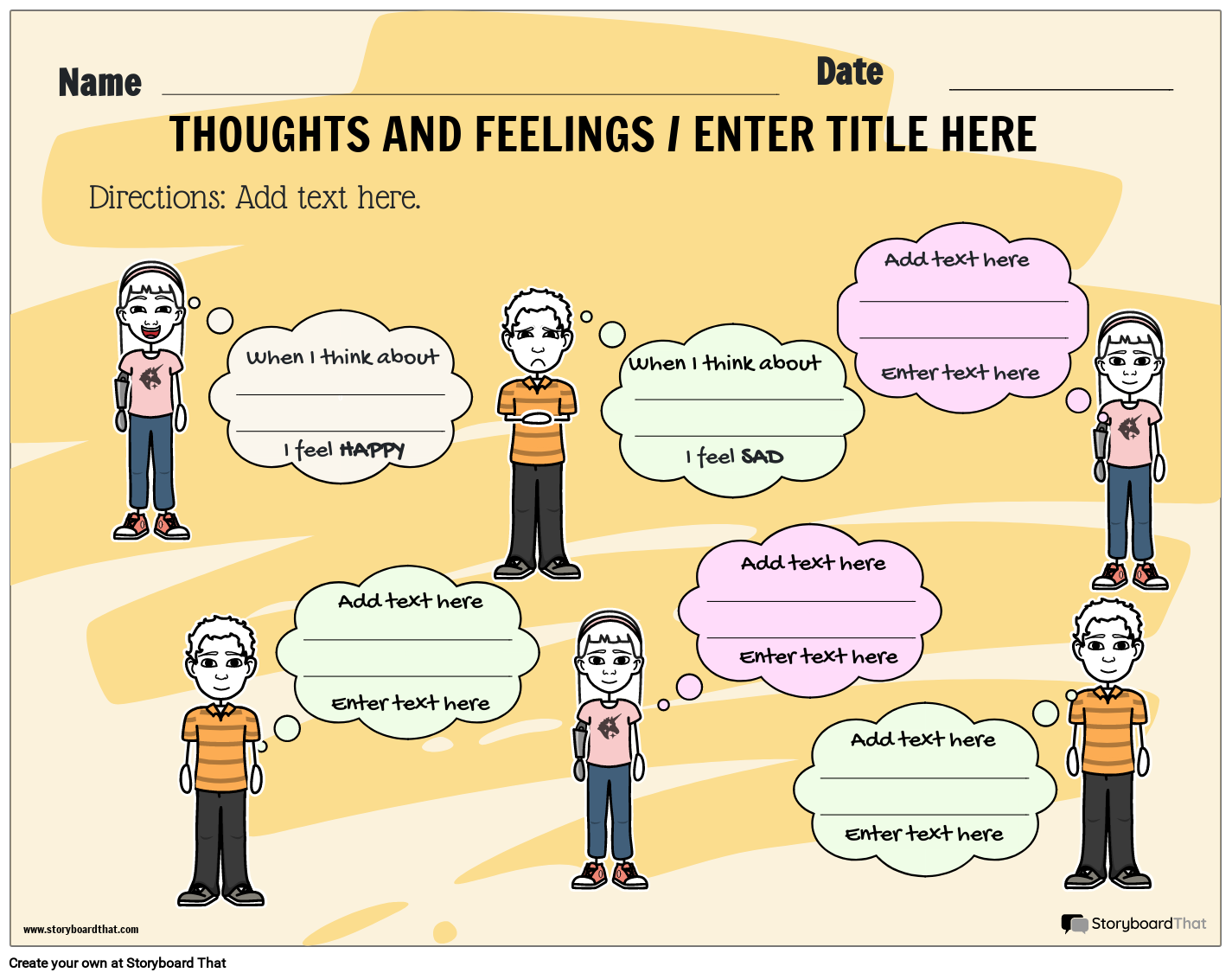 Thoughts and feelings worksheet