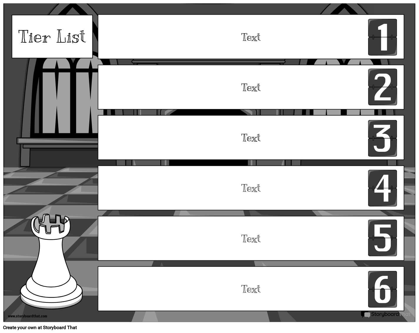 Tier List Worksheet Featuring a Chess Piece