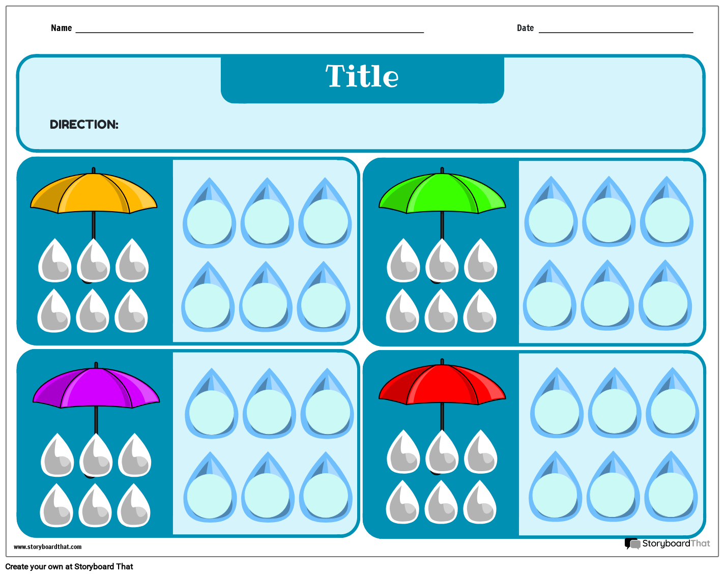 Umbrella-themed Ordering Numbers Worksheet