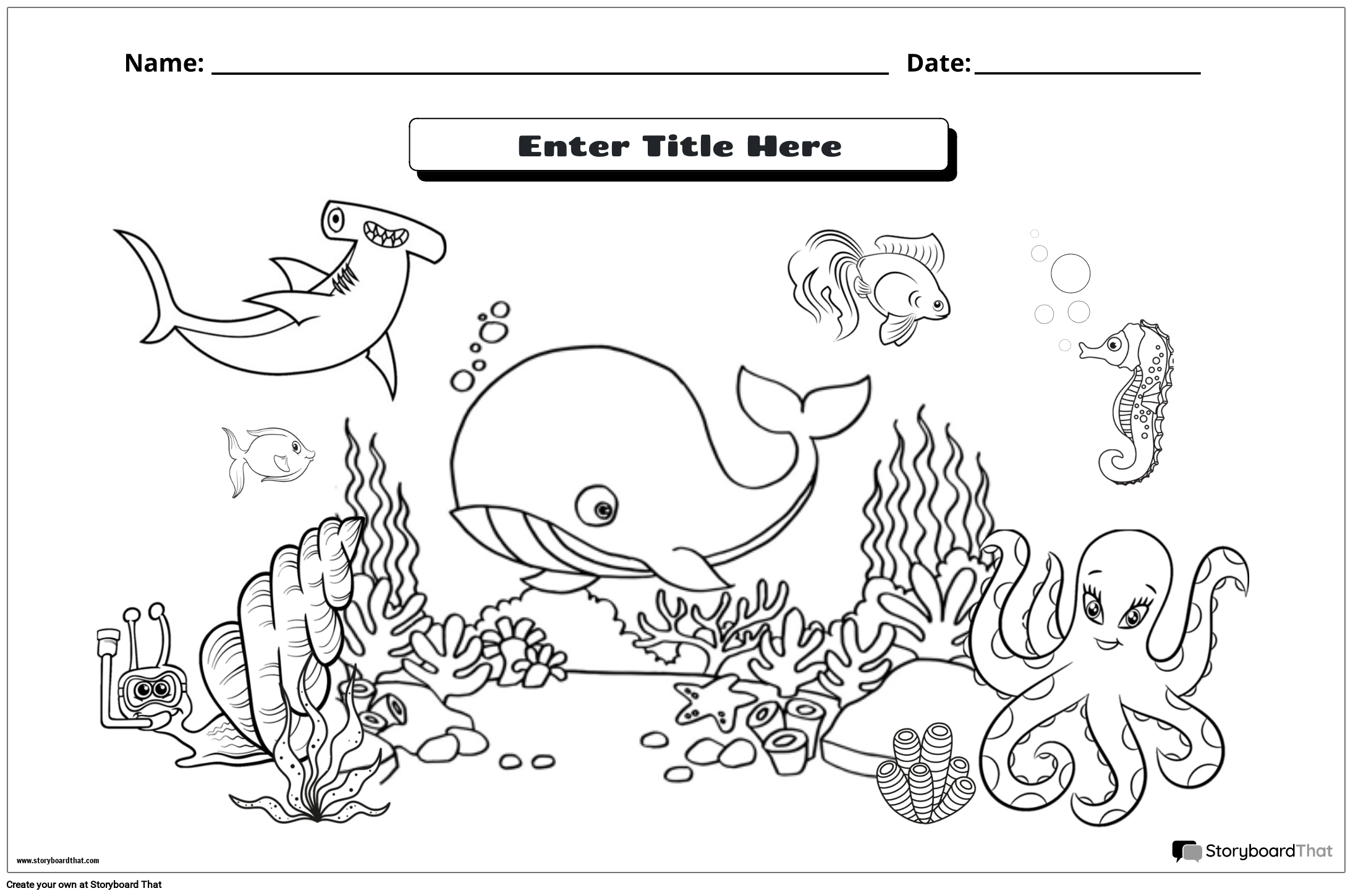under the sea themed coloring page