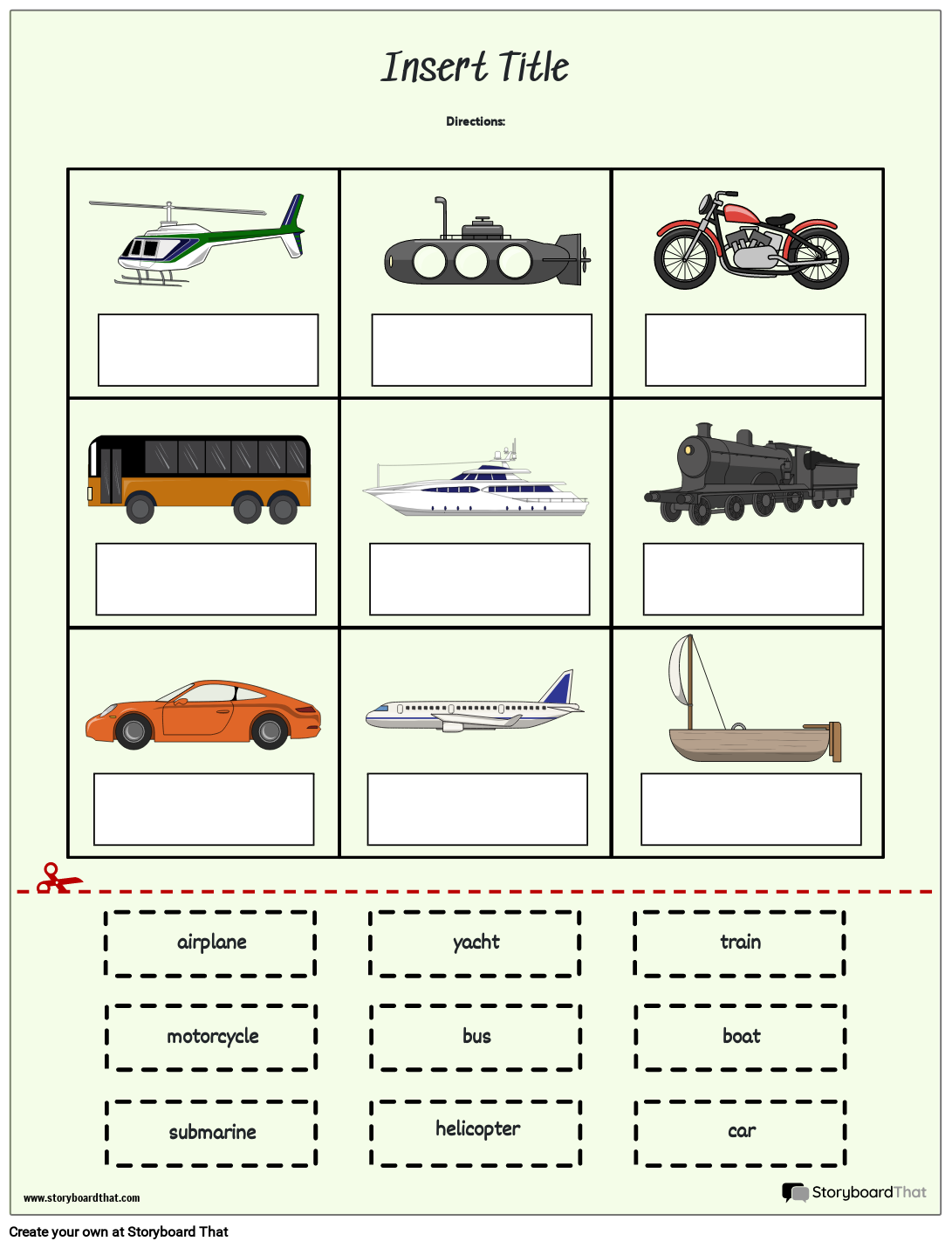 Vehicles Cut and Paste Matching  Game