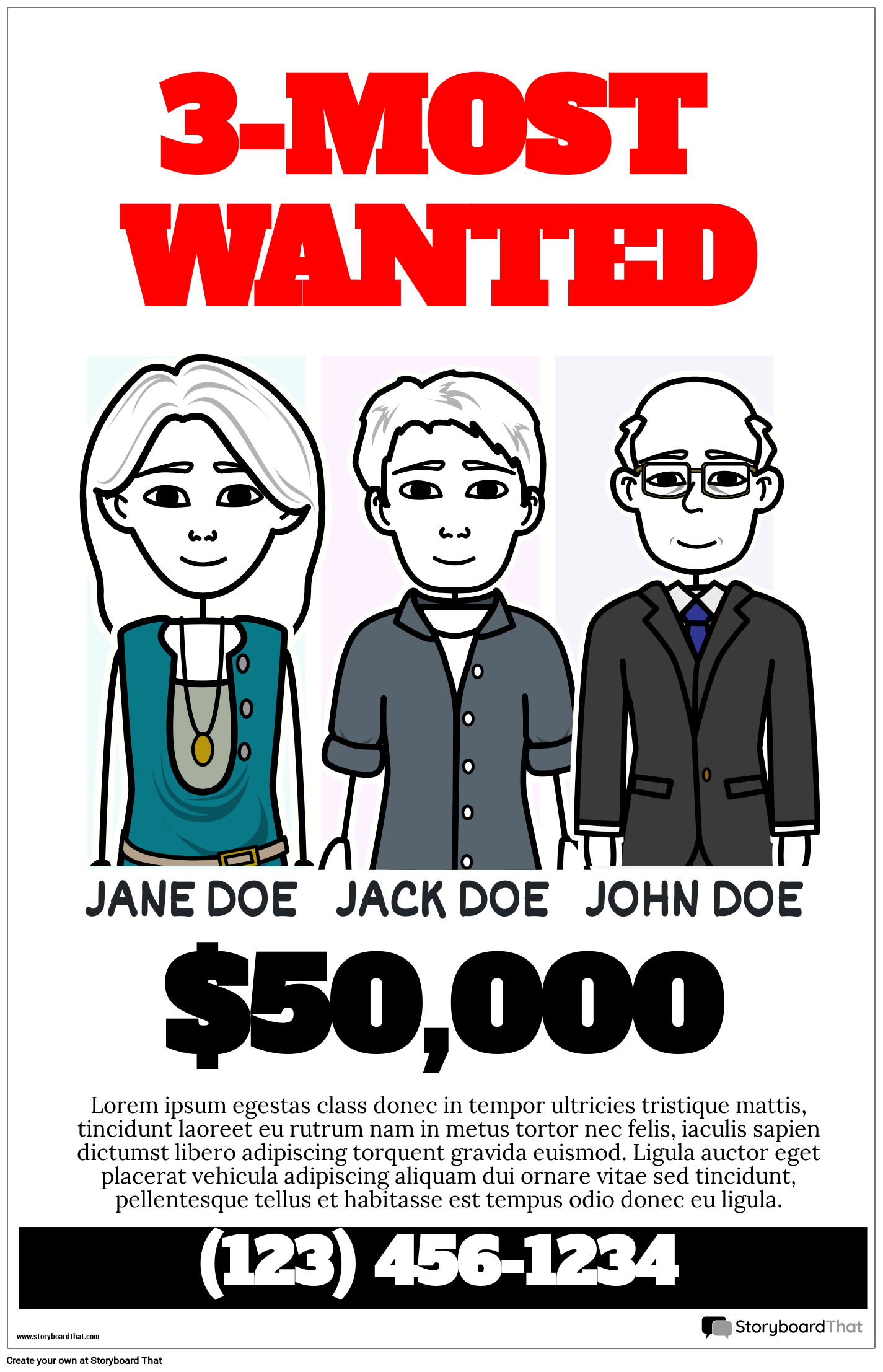 Wanted poster for three suspects