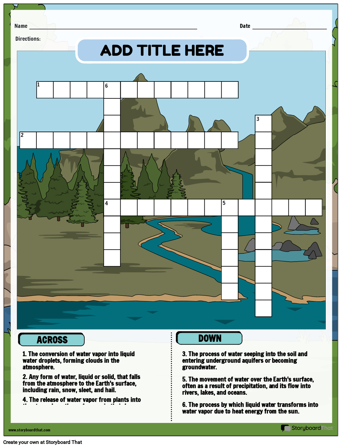 Water Cycle Crossword