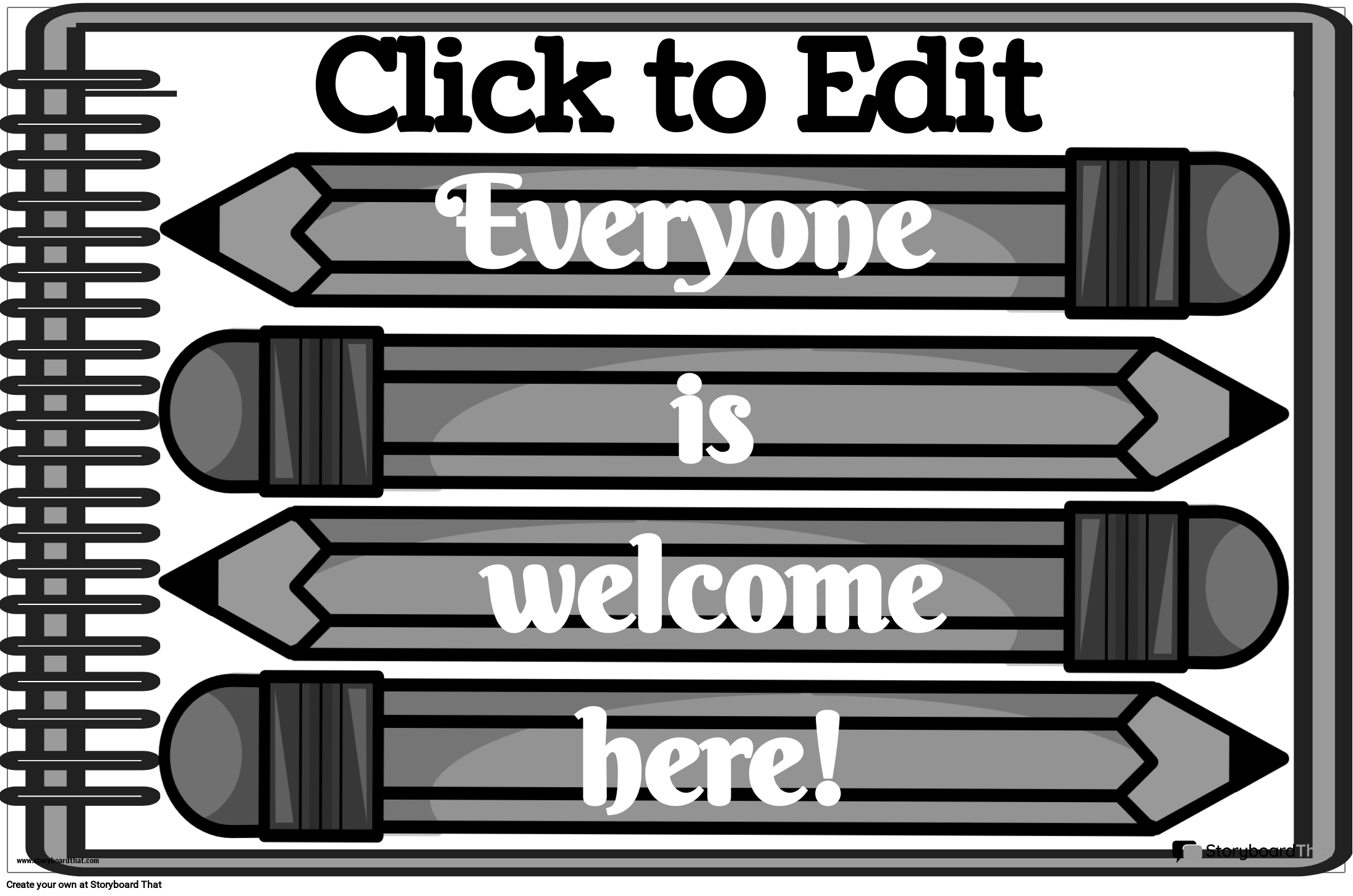 Welcome Poster featuring pencils B&W