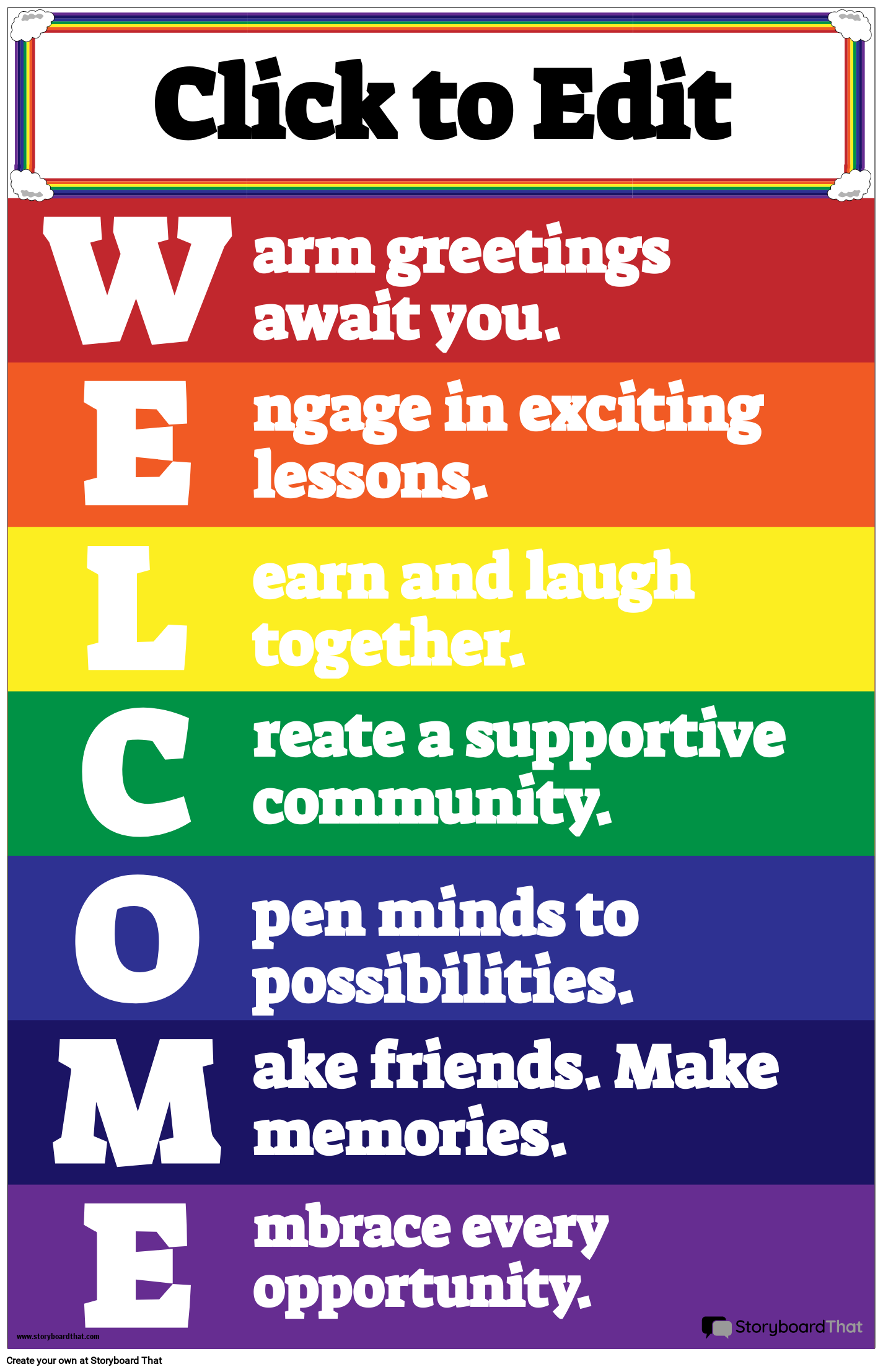 Welcome Poster with Rainbow motifs
