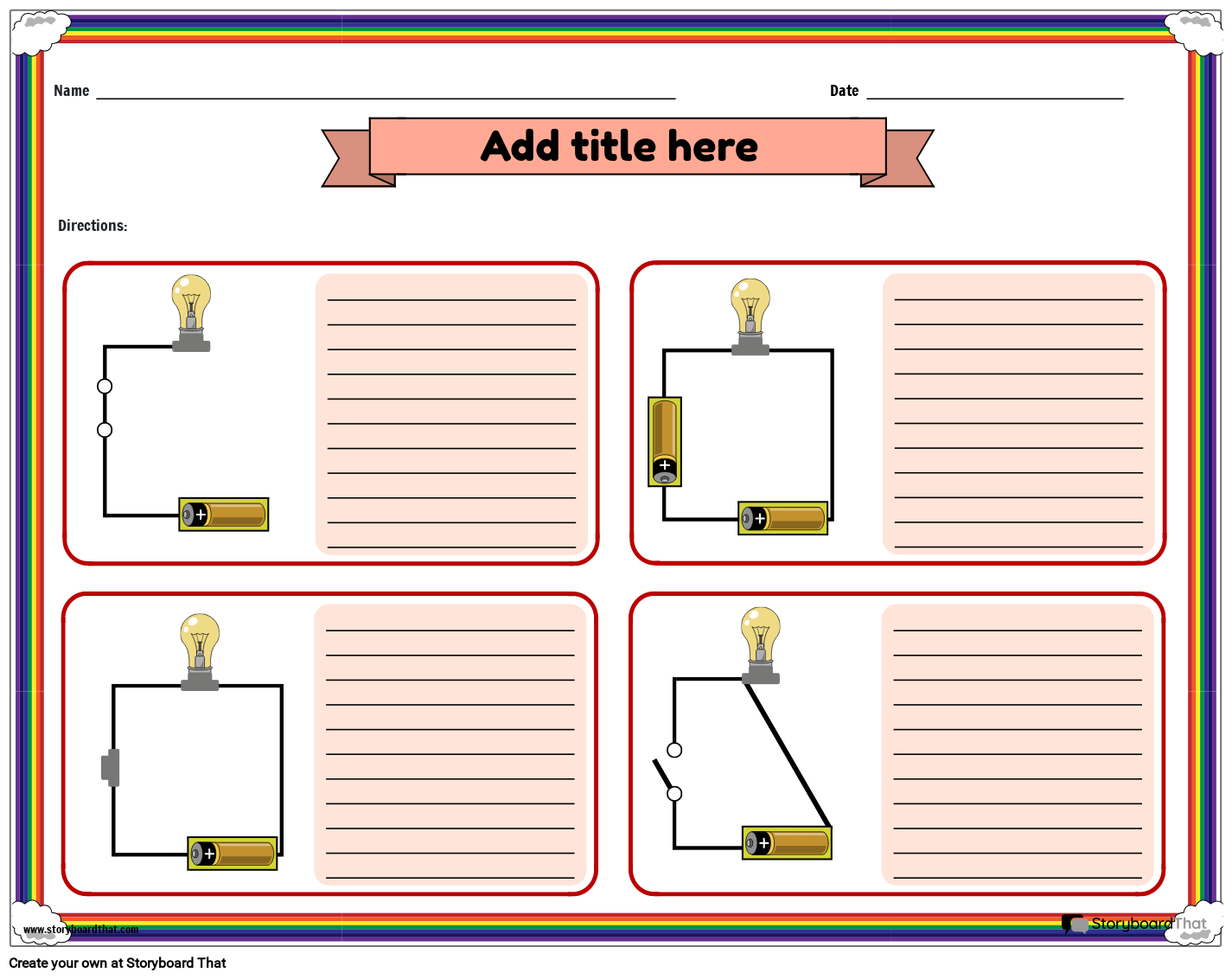 Light Bulb and Battery Circuits Sheet