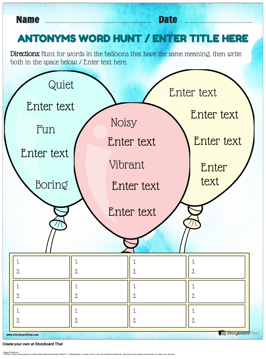 Word Hunt for Synonyms Worksheet