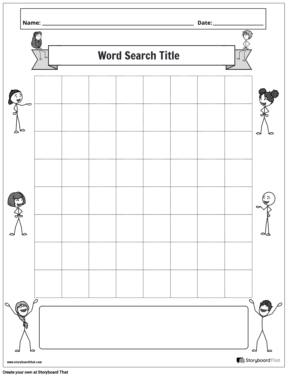 word search stick figure black and white