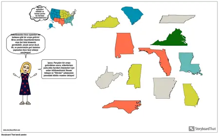 Bireysel Güneydoğu Eyaletleri Harita Şablonu