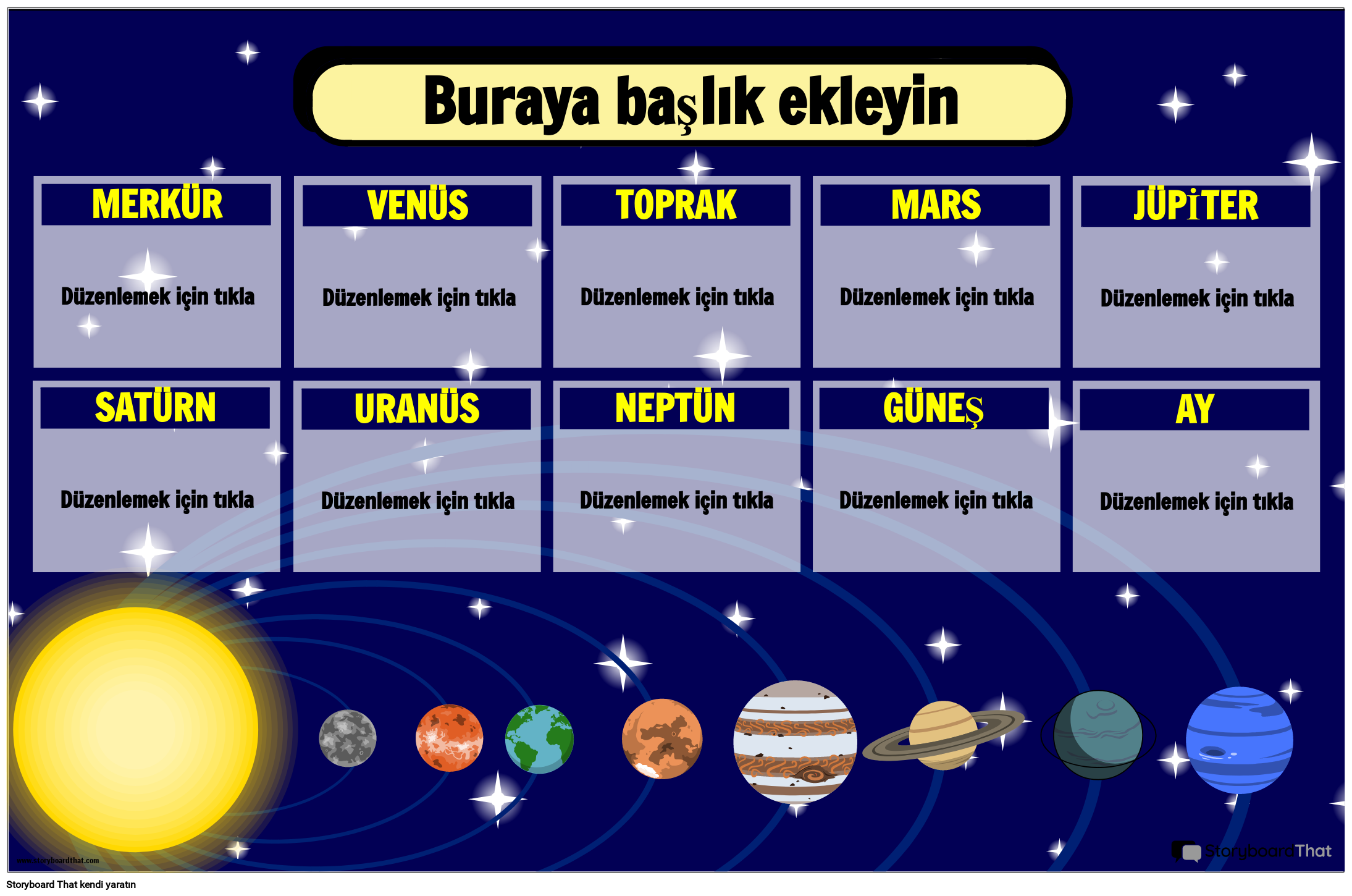Eğitici Güneş Sistemi Posteri