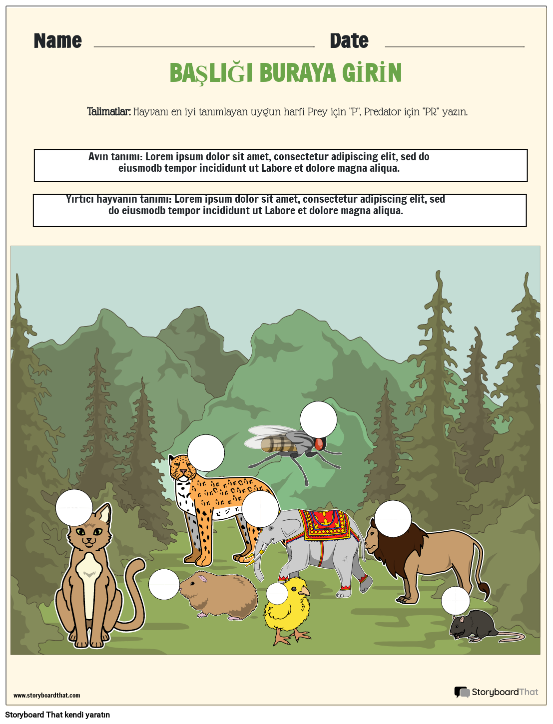 Ekosistemler Çalışma Sayfası