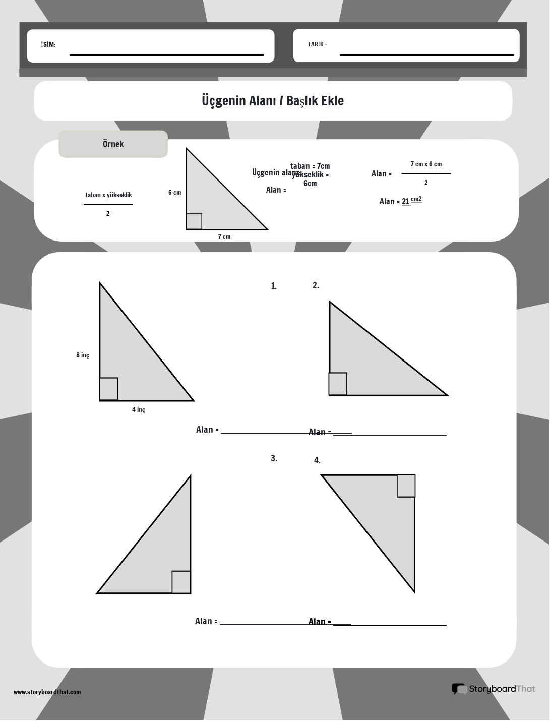Geometrik Arkaplanlı Üçgen Çalışma Sayfasının Alanı - BW