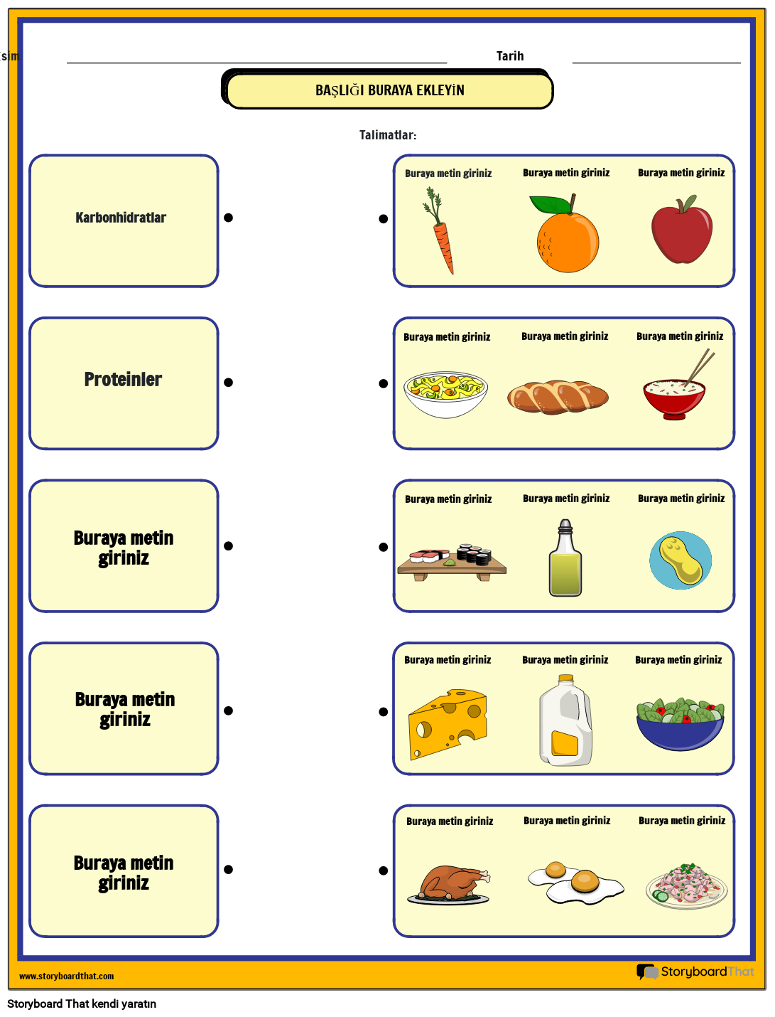 Gıda ve Beslenme Çalışma Sayfası