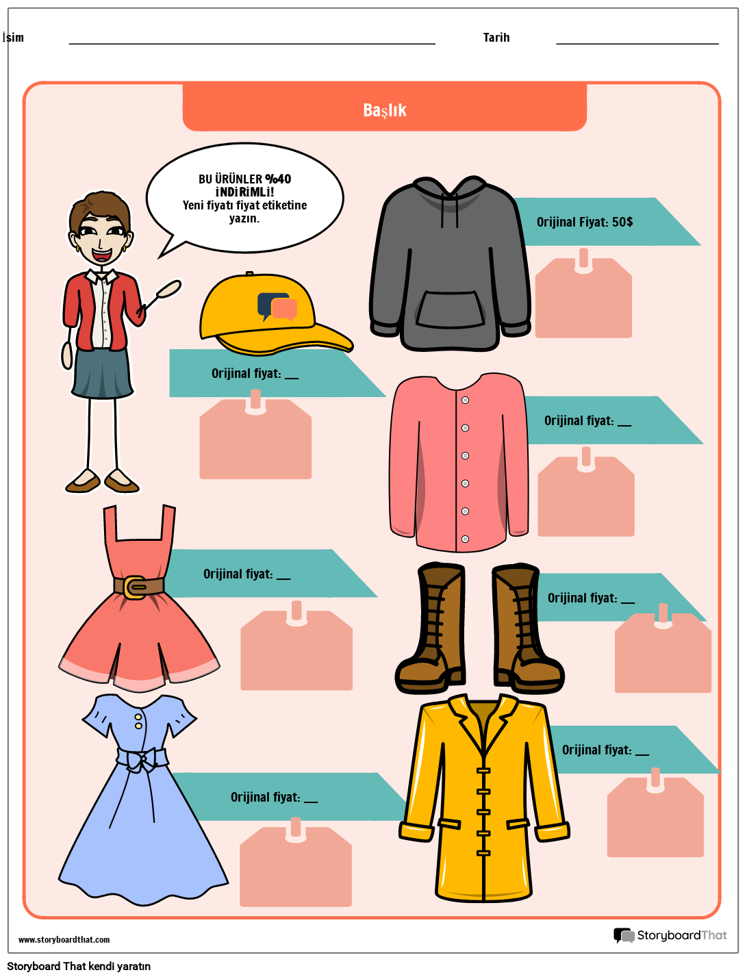 Giyim Satışı Yüzdesi Çalışma Sayfası