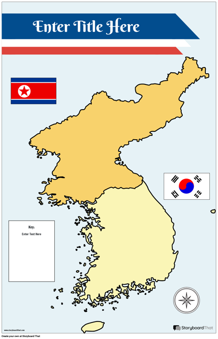 Harita Poster 31 Renkli Portre Kuzey ve Güney Kore