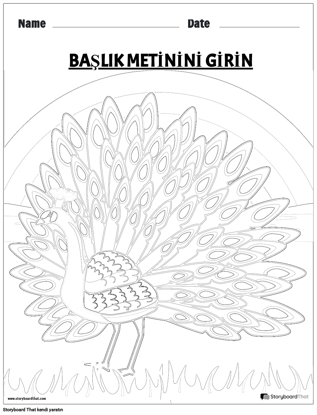 Tavus kuşu boyama sayfası